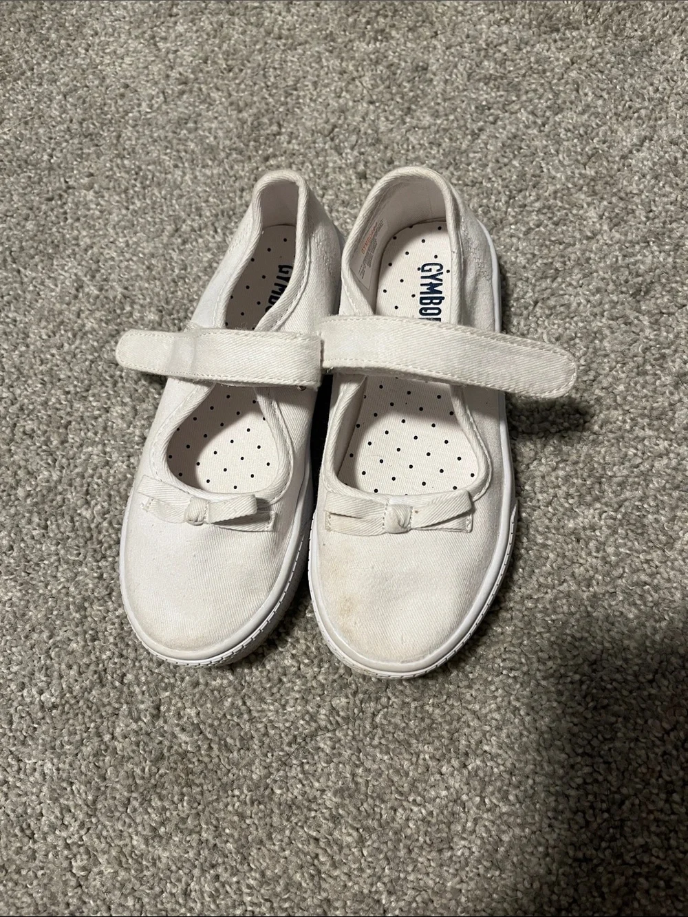 Gymboree White Girls Mary Jane Canvas Shoes with Bow